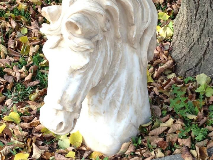 TESTA DI CAVALLO IN MARMO BIANCO